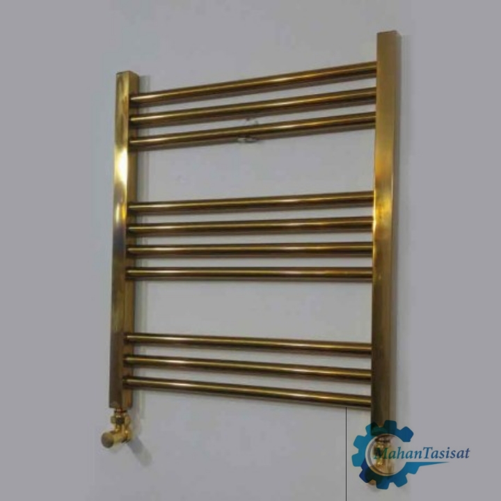 حوله خشک کن استیل 10 لول 50 ×60 طلایی براق ایران رویال