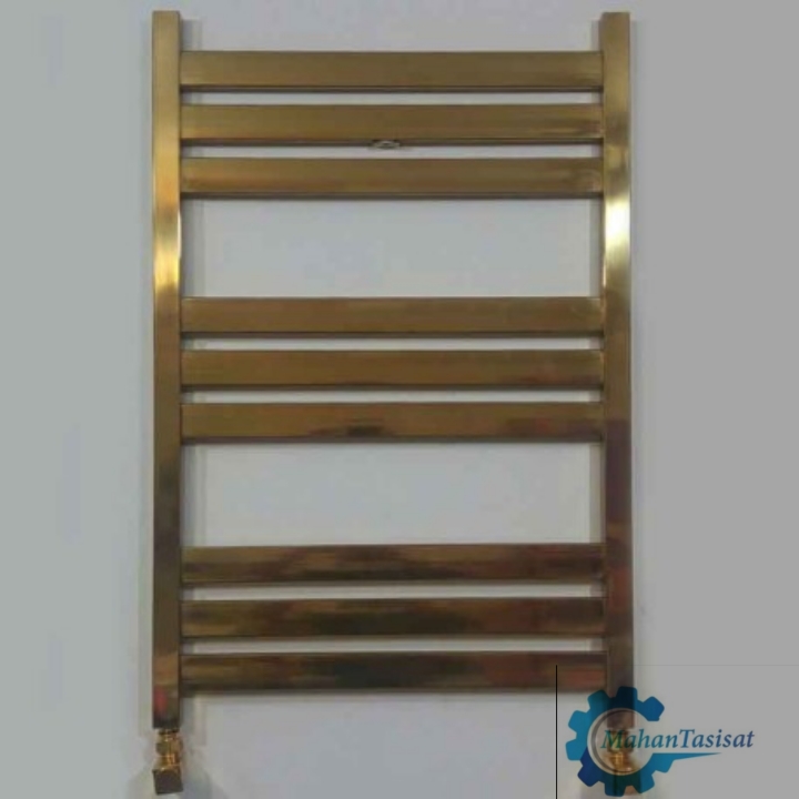 حوله خشک کن استیل 9 فلت 50 ×80 طلایی مات ایران رویال